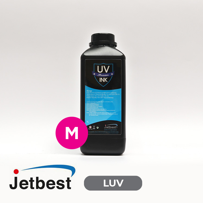 Tinta UV JETBEST LUV Magenta para cabezales Konica Minolta KM512i KM1024i de 6 picolitros y RICOH GEN5, 1Lt