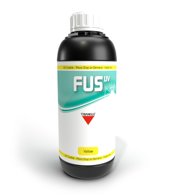Tinta Triangle UV FUS Yellow 1lt Cabezales con tamaño de gota de 14-50 Picolitros