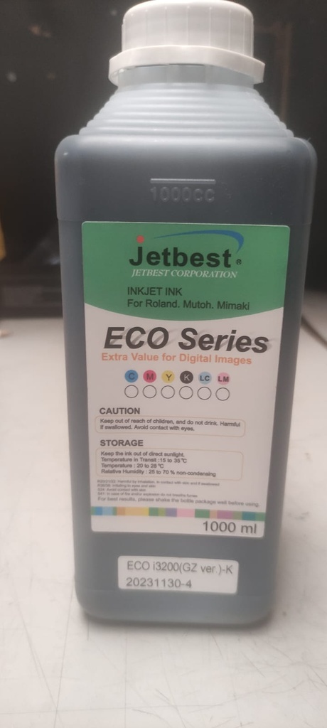 Jetbest Tinta Eco Solvente Negro para cabezal i3200 1lt
