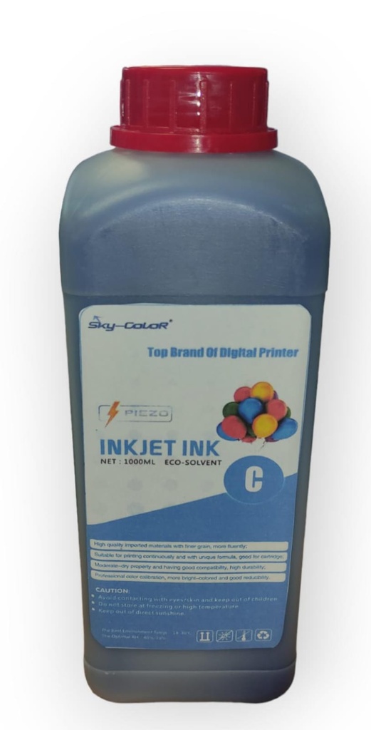 Tinta Skycolor Ecosolvente larga duracion color Cyan cabezal DX5