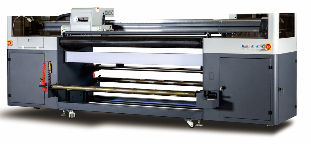 Impresora Maxjet UV Hibrida DQ2000 con 4 cabezales Epson I3200 e impresión de 2m de ancho