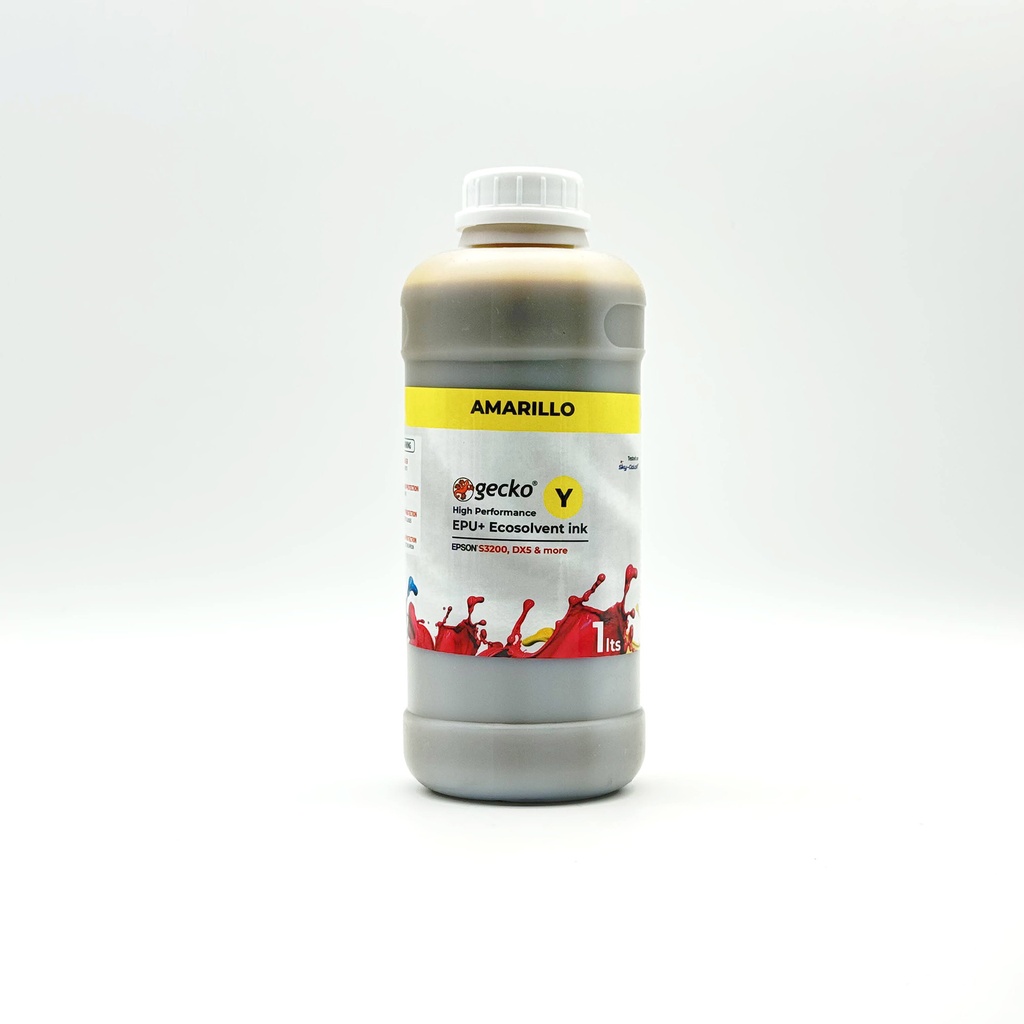 Gecko EPU+ Tinta Eco-solvente para cabezales EPSON i3200, DX5, etc. Amarillo 1lt