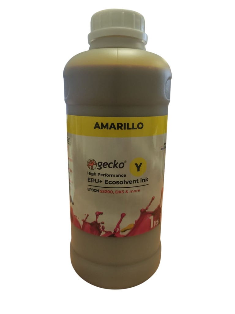 Gecko EPU+ Tinta Eco-solvente para cabezales EPSON i3200, DX5, etc. Amarillo 1lt