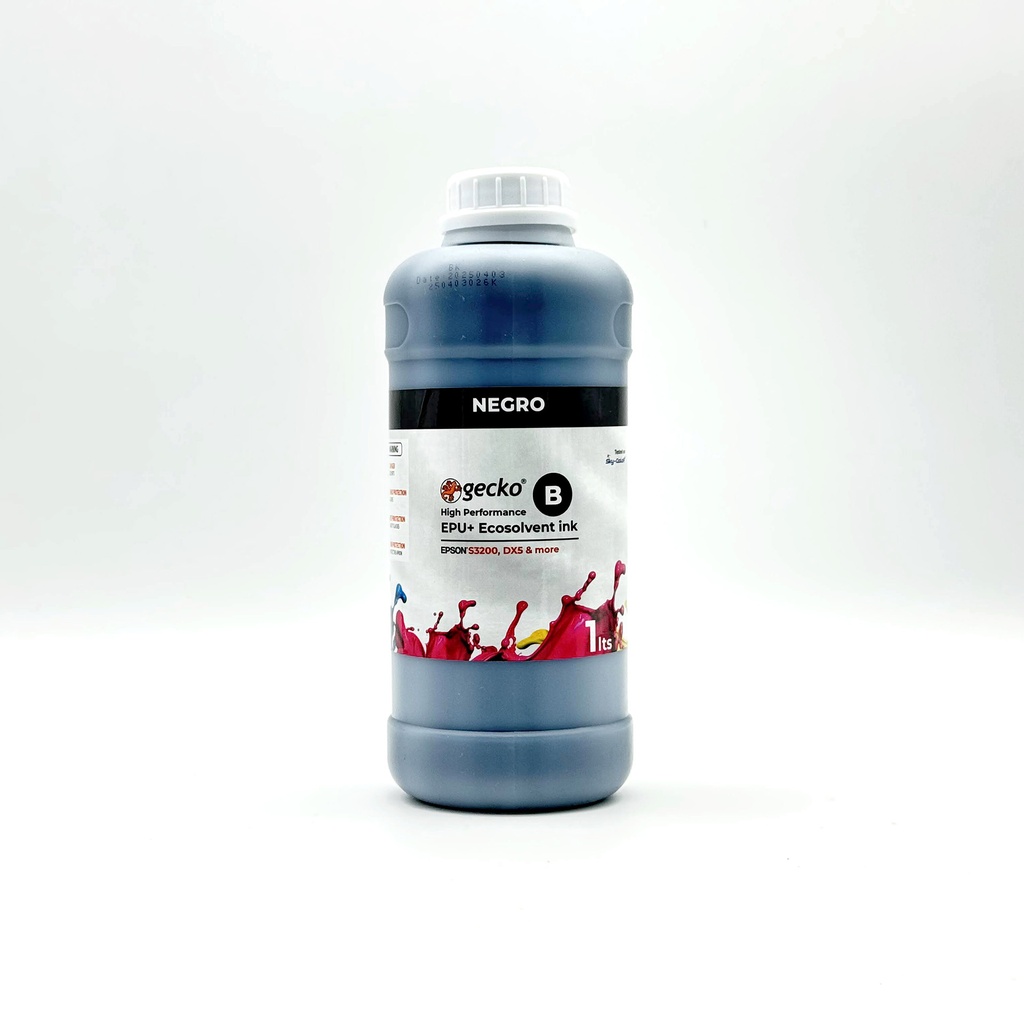 Gecko EPU+ Tinta Eco-solvente para cabezales EPSON i3200, DX5, etc. Negro 1lt