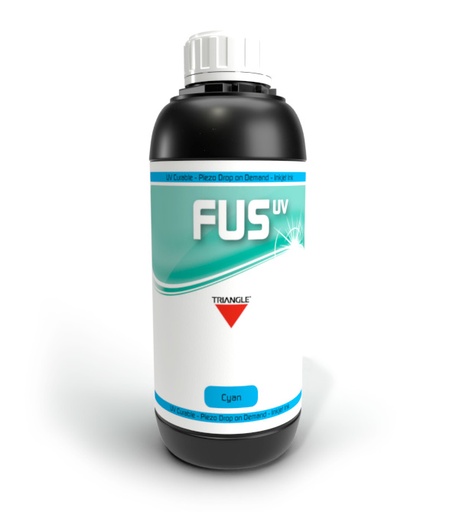 Tinta Triangle UV FUS Cyan 1lt Cabezales con tamaño de gota de 14-50 Picolitros